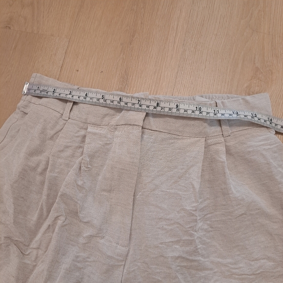H&M Beige Linen Blend White Leg High Waisted Business Casual Coastal Pants Sz 8 - Picture 5 of 8